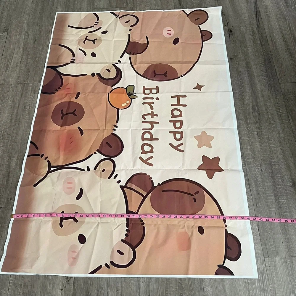 Cute Capybaras Happy Birthday Backdrop Banner 40x60 in Party Decoration